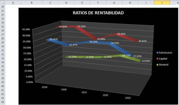 Análisis gráfico de los ratios de rentabilidad – Archivo Excel