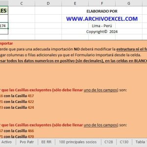 Archivos Excel para importar datos a casillas de FV 0710 2025 – Simplificado