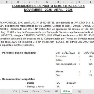Cálculo de CTS Semestre I 2026